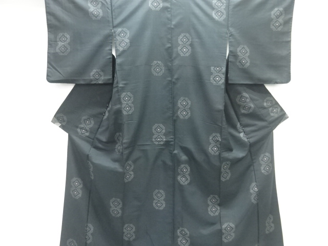 JAPANESE KIMONO / ANTIQUE KIMONO / SILK / TSUMUGI / WOVEN RHOMBUS